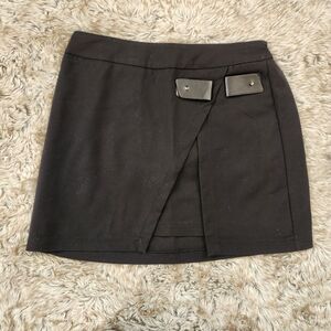 Seek the Label Split Front Layered Mini Skirt Black‎ Women's Size Small